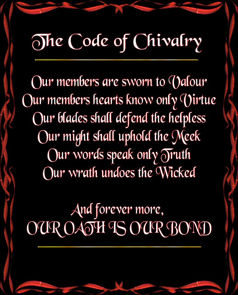 chivalry code for knights